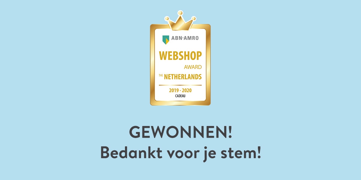 abn amro webshop award met tekst: GEWONNEN bedankt voor je stem!