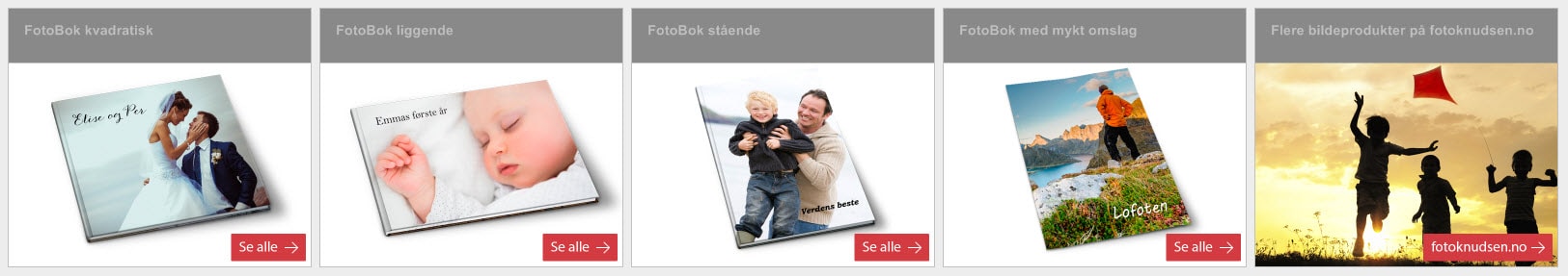 Velg format og størrelse for din fotobok.