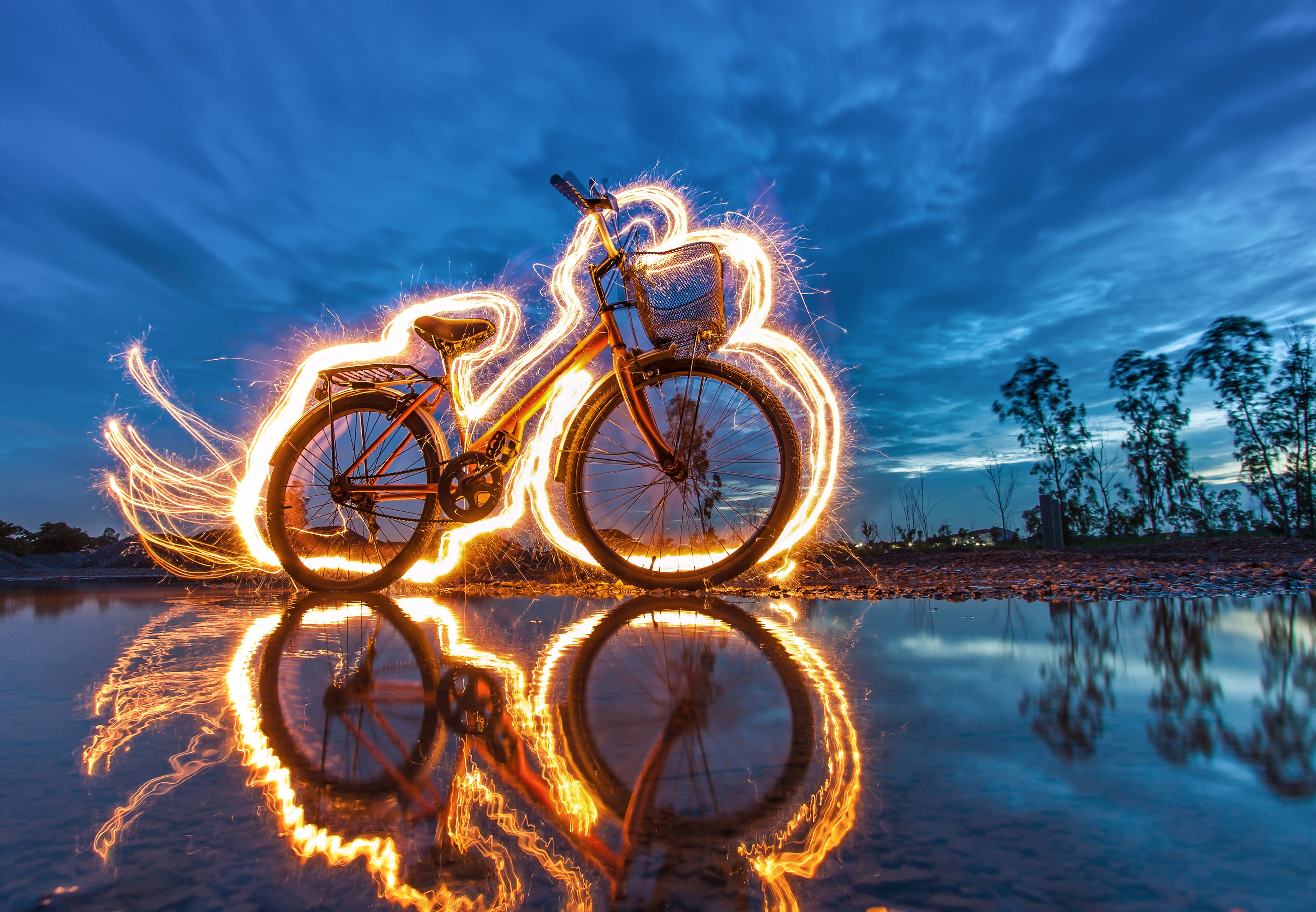 Vélo en Light painting